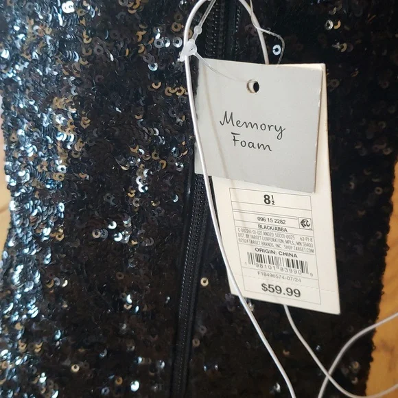 NWT A New Day Sequin Black Women's Boots Size 8.5 - Picture 7 of 14